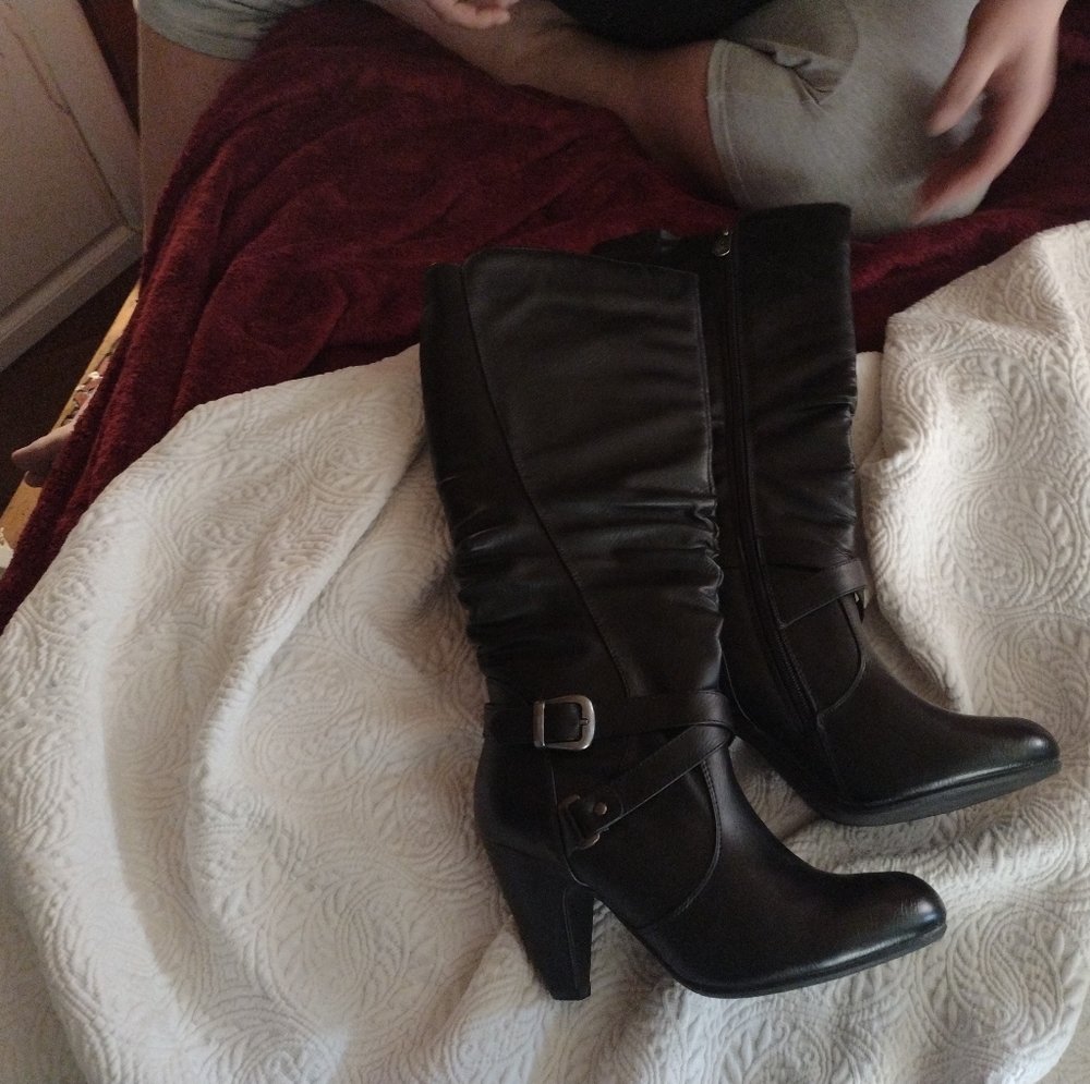 Black leather boots